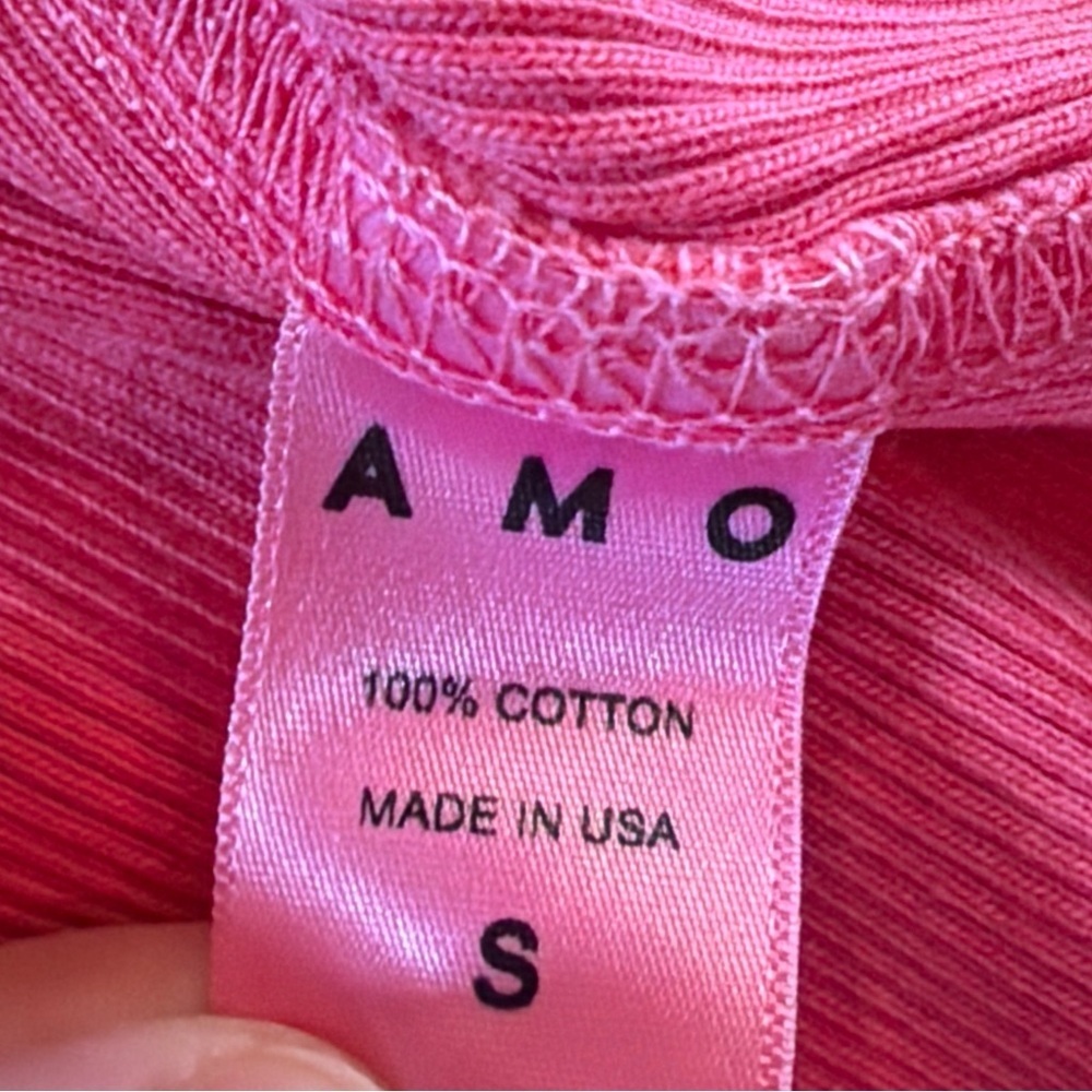 AMO Ribbed Midi Tank Sleeveless Dress Pink 100% Cotton Size Small - Picture 5 of 5